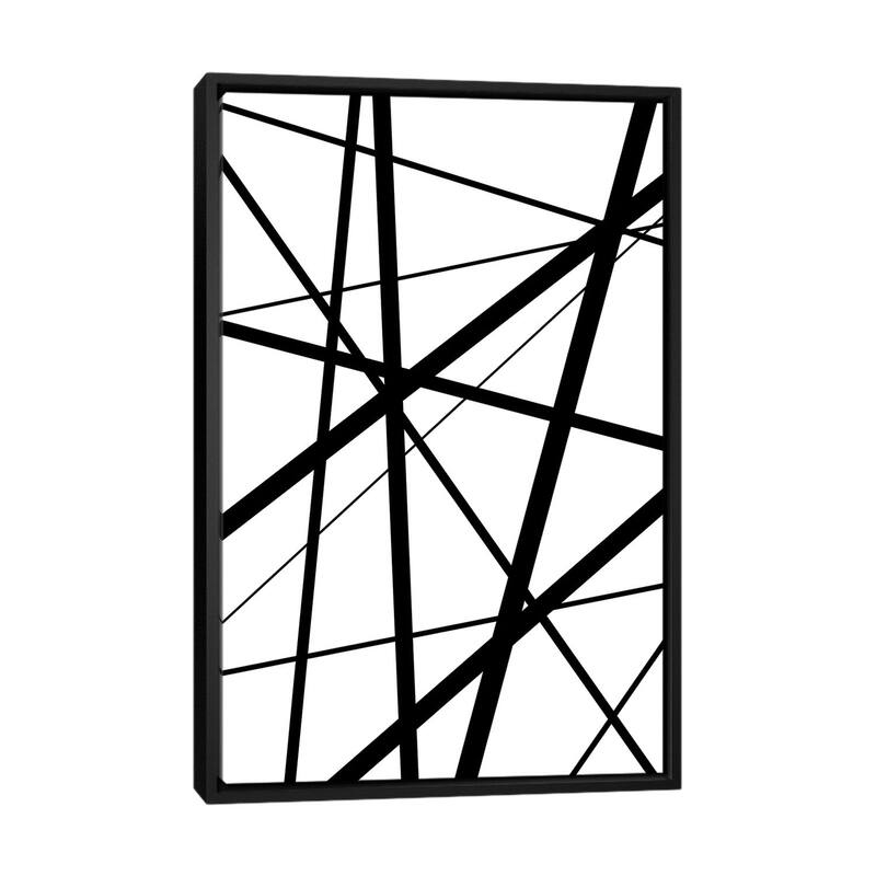 iCanvas "Black And White Geo Lines I" by Urban Epiphany Framed Canvas